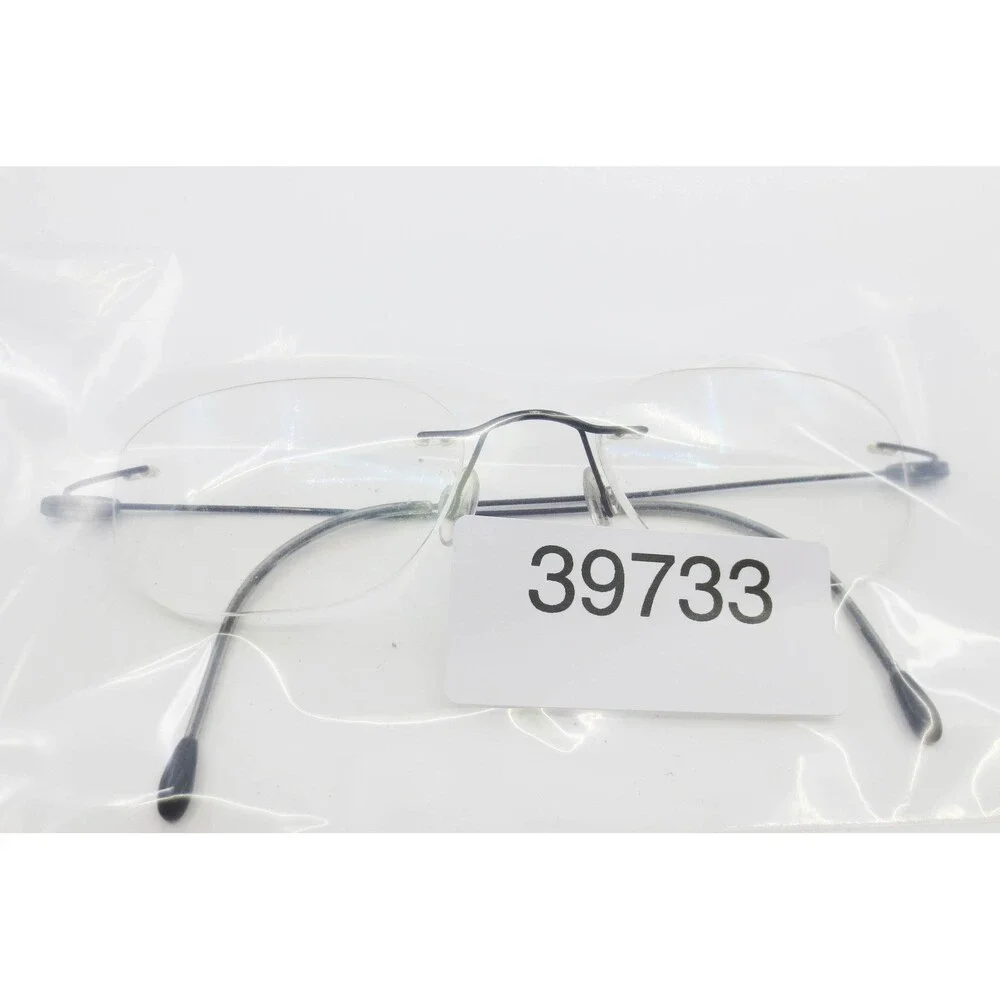 Rimless Minimalist Wire Frame Eyeglasses Black Gunmetal Cable Temples 39733